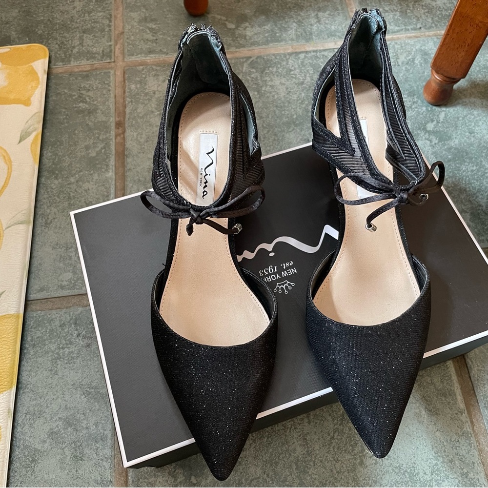 Nina Black Glitter Heels